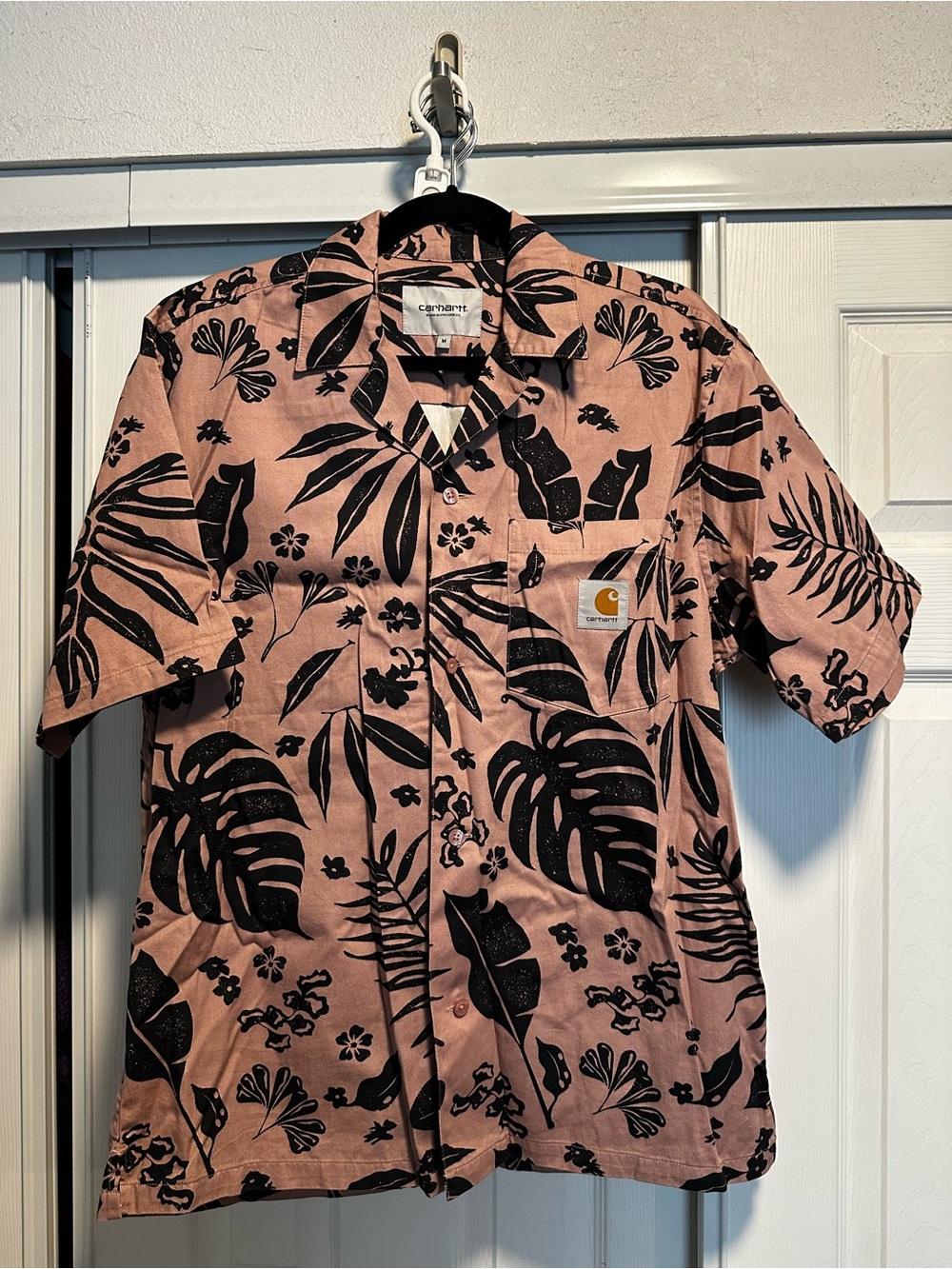 Carhartt WIP Short-Sleeve Floral Button-Down - Dusty Pink & Black